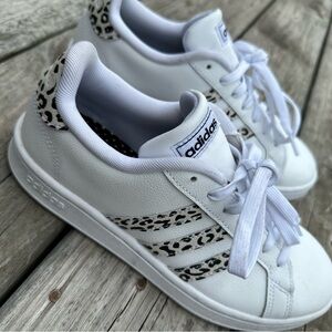 Adidas White and Leopard stripe Sneakers with Modern Design